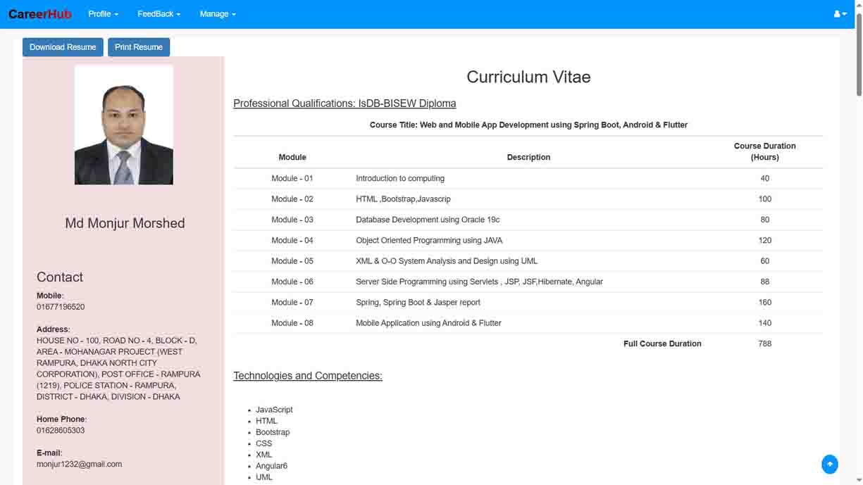 My Resume on CareerHub - IsDB-BISEW